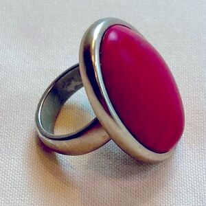 Bold Red Oval Statement Ring